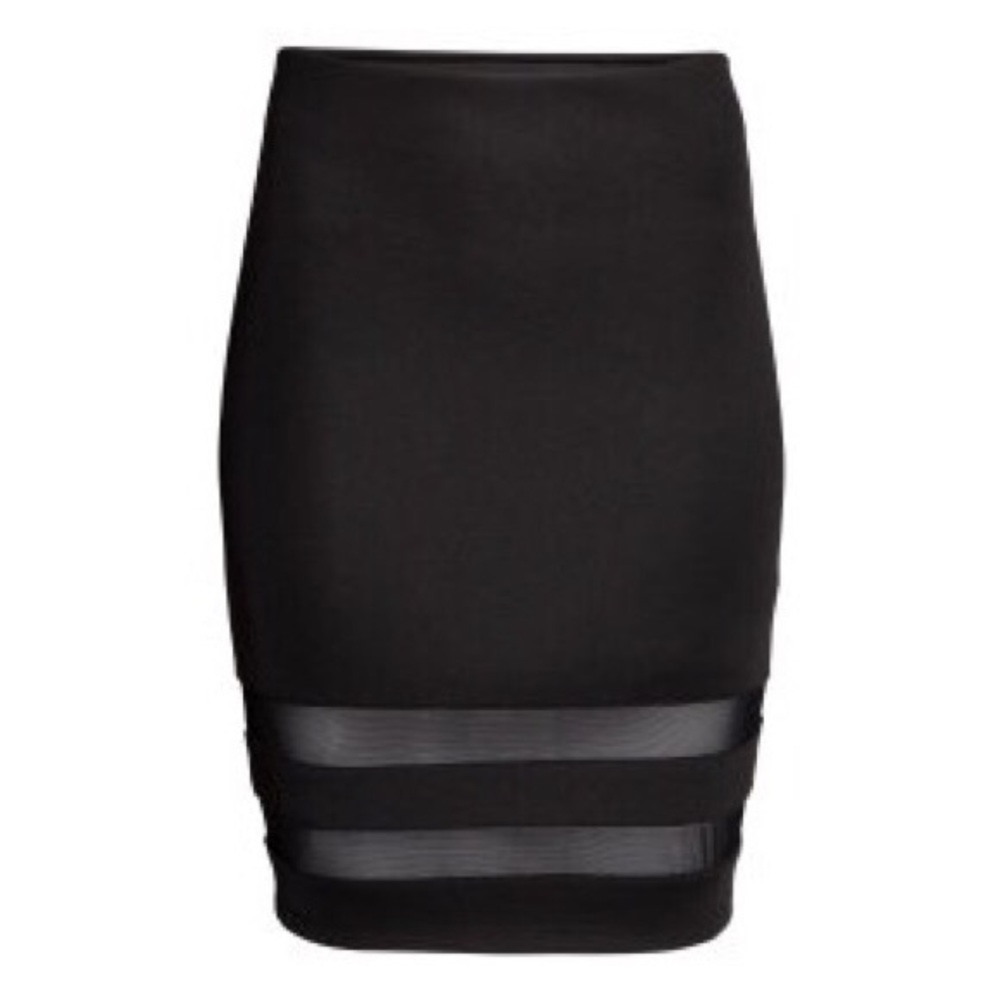H&M Black Double Mesh Panel Scuba Skirt
